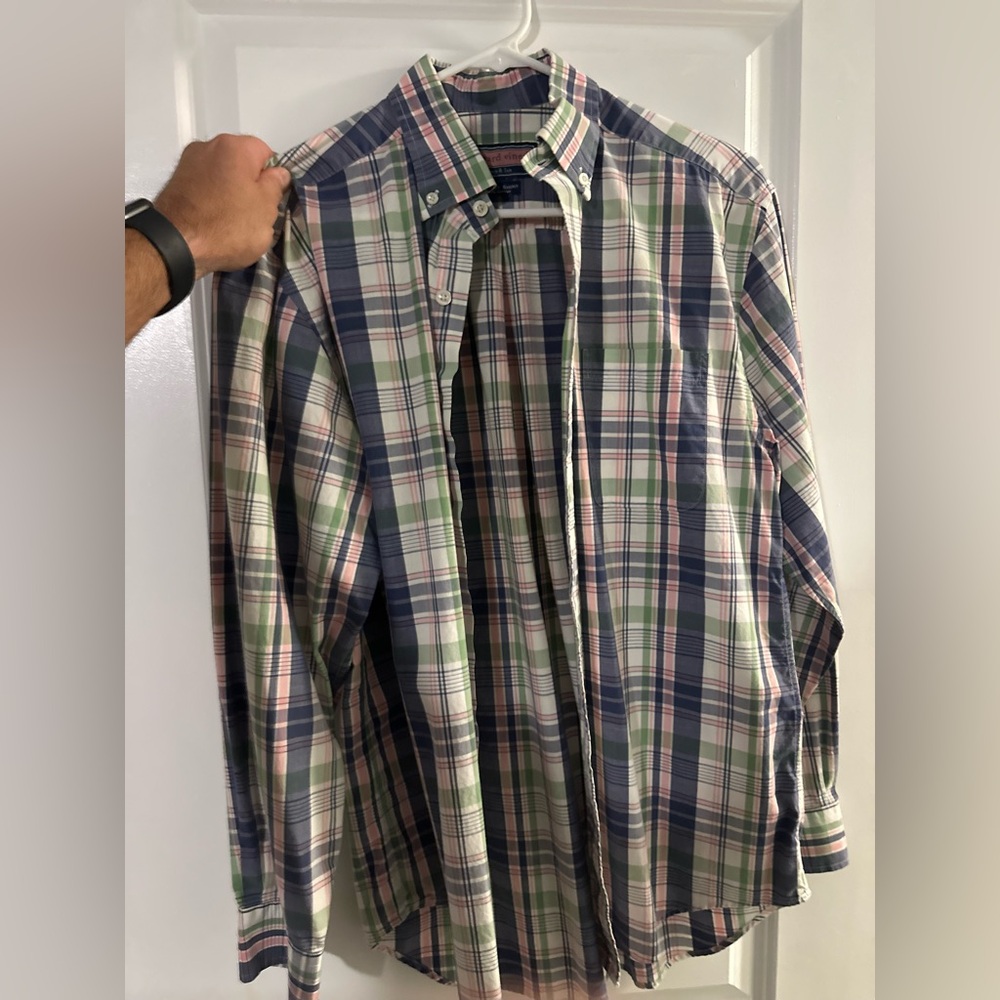 Vineyard Vines Blue and Green Casual Button Down Shirt